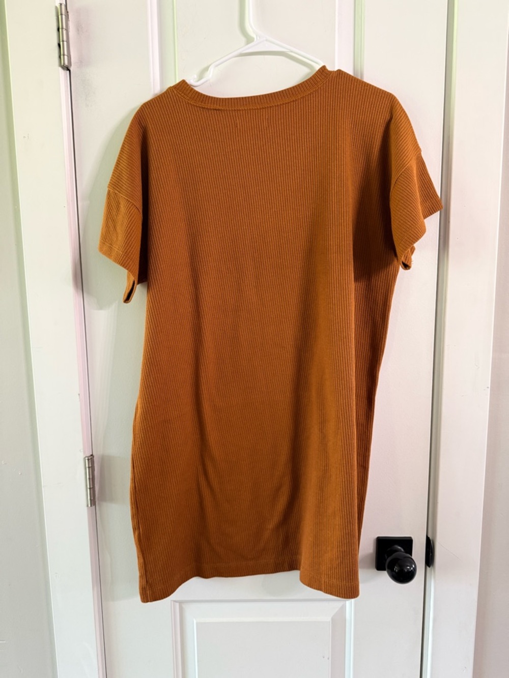 Madewell Ribbed Pocket Tee Dress Medium Rust Brown Short Sleeve Shift Dress - Picture 4 of 8